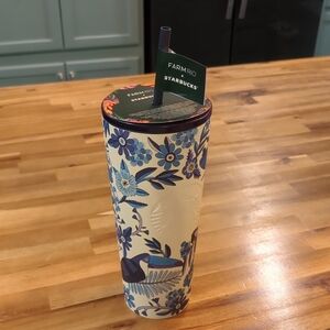 Starbucks Blue and White Chinoiserie Accented Tumbler